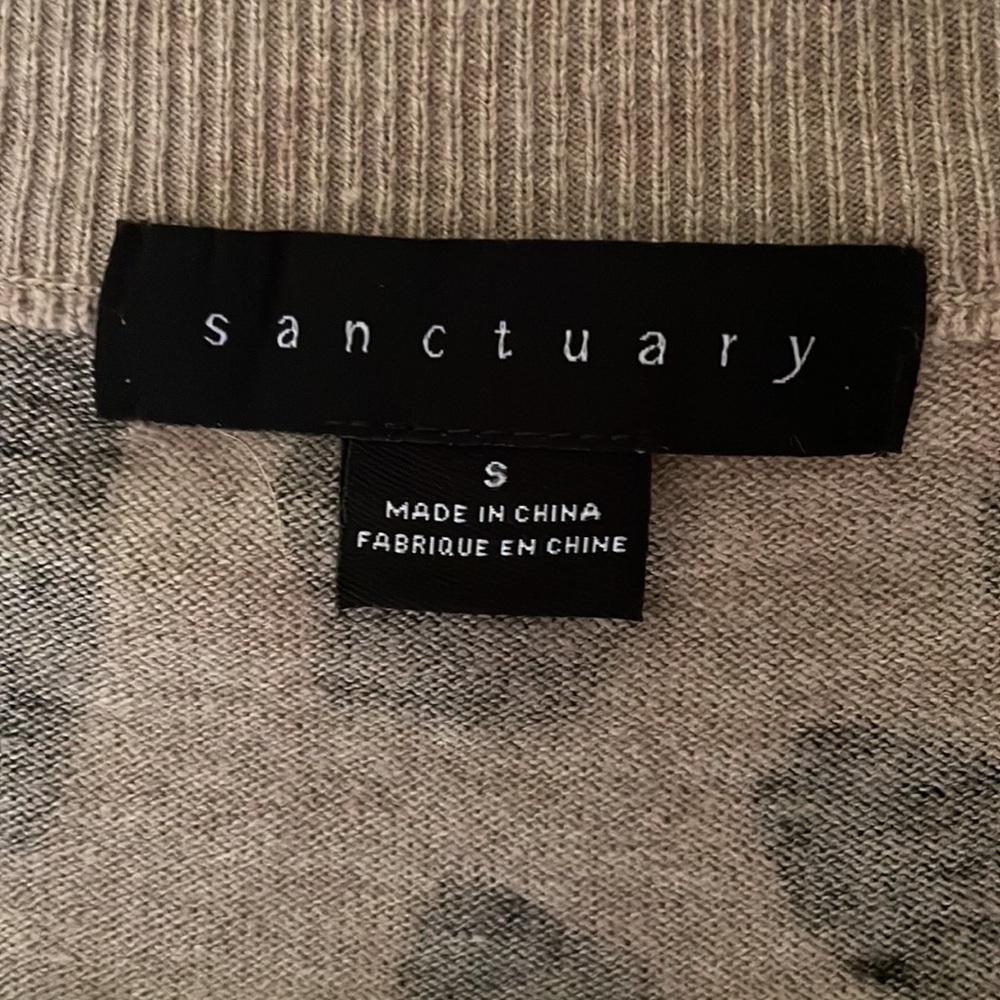 Sanctuary Cardigan Button Sweater Tan Black Cheetah Animal Leopard Print Women S - Picture 4 of 8